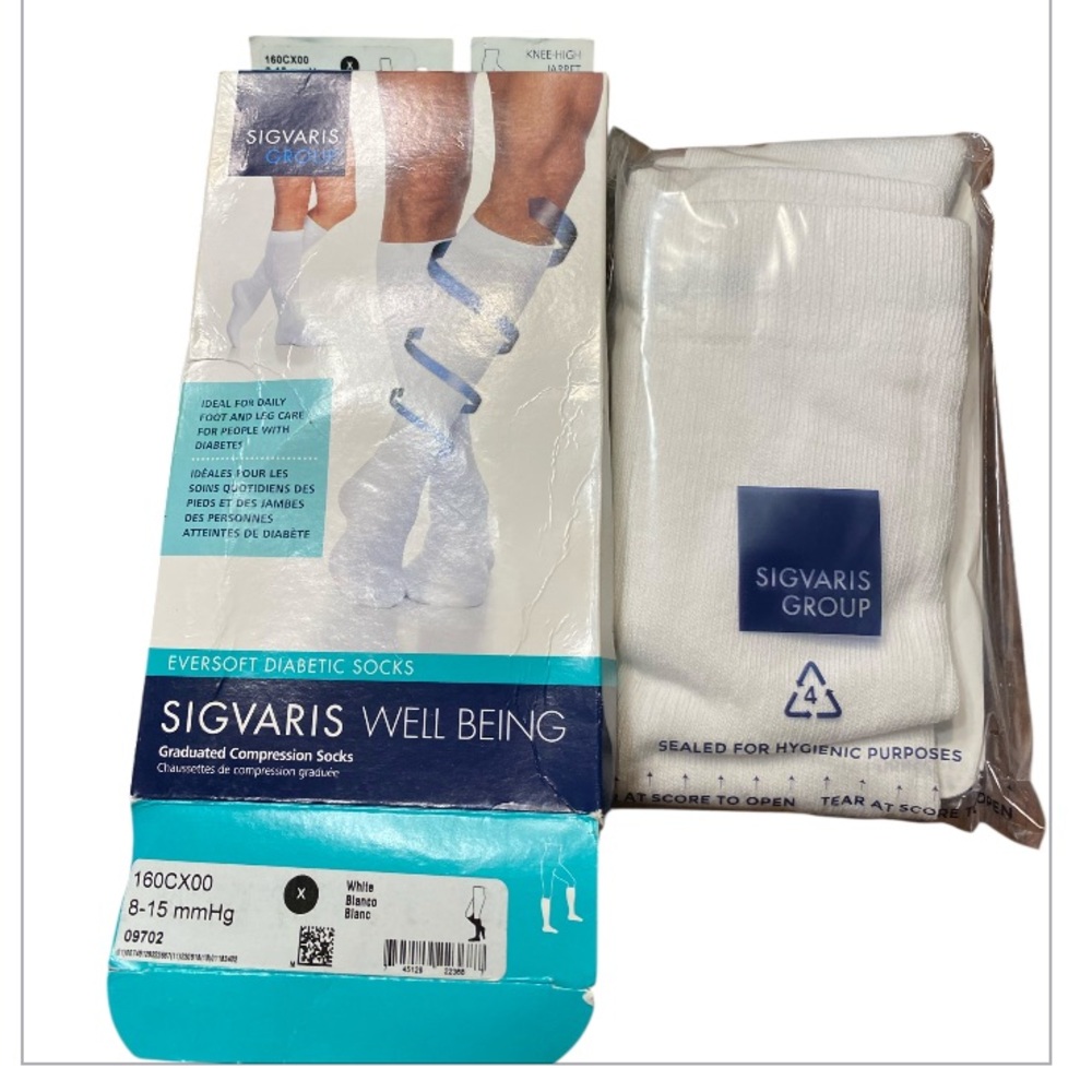 Sigvairs White Compression Socks. New one package.  Size X.
